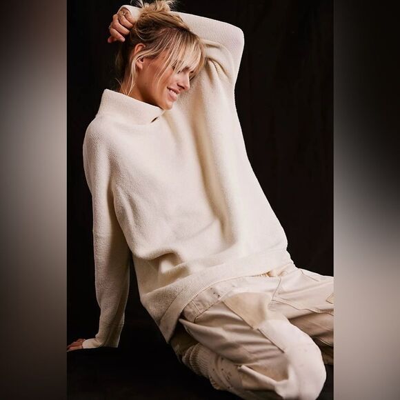 Free People Ottoman Slouchy Tunic in Ecru Ivory Oversized Relaxed Size Small - Picture 8 of 16